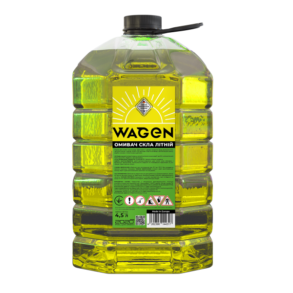WAGEN Омивач скла літній, 4,2л. жовтий Омивач скла літній з ароматом дюшес, Wagen 4.2л